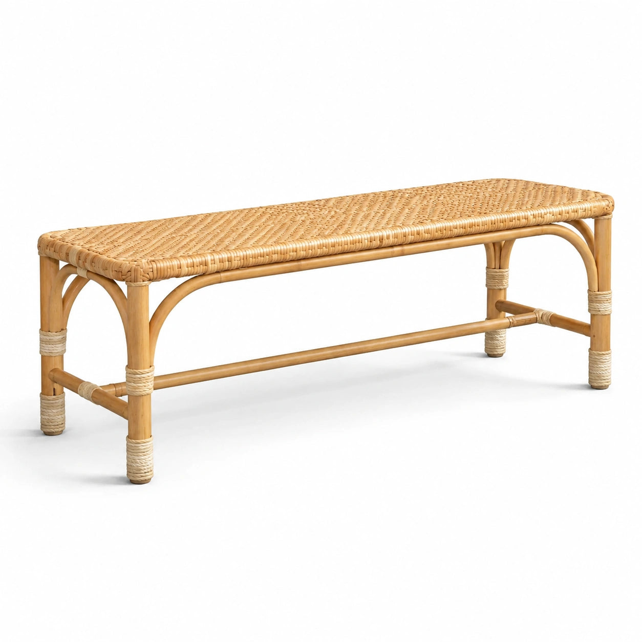 Rattanbank Rechteckig Natur 120x40x45cm