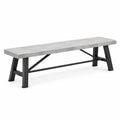Bank aus Faserbeton mit Metallgestell Grau 180x40x45 cm