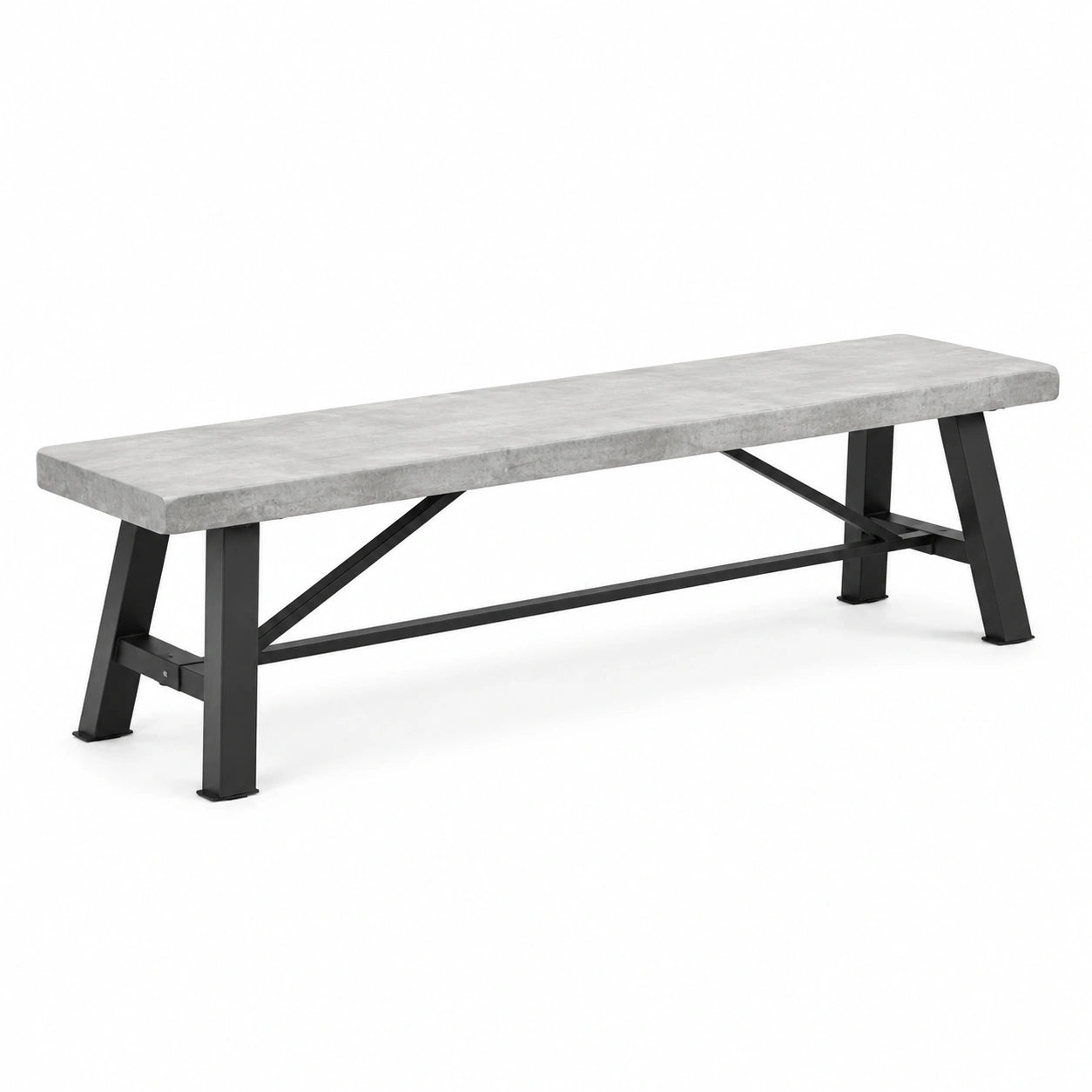 Bank aus Faserbeton mit Metallgestell Grau 180x40x45 cm