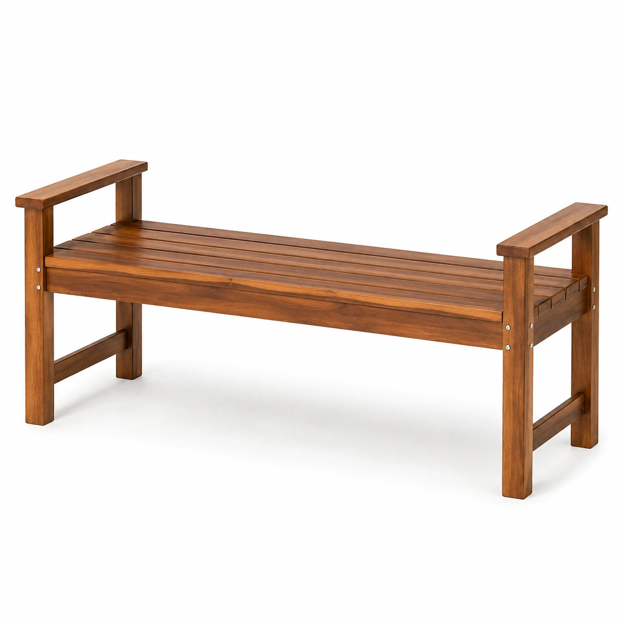 Gartenbank aus Akazienholz mit Armlehnen Braun 150x45x45 cm