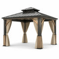 Pavillon Stahl Holz Schwarz Beige 300cm x 400cm