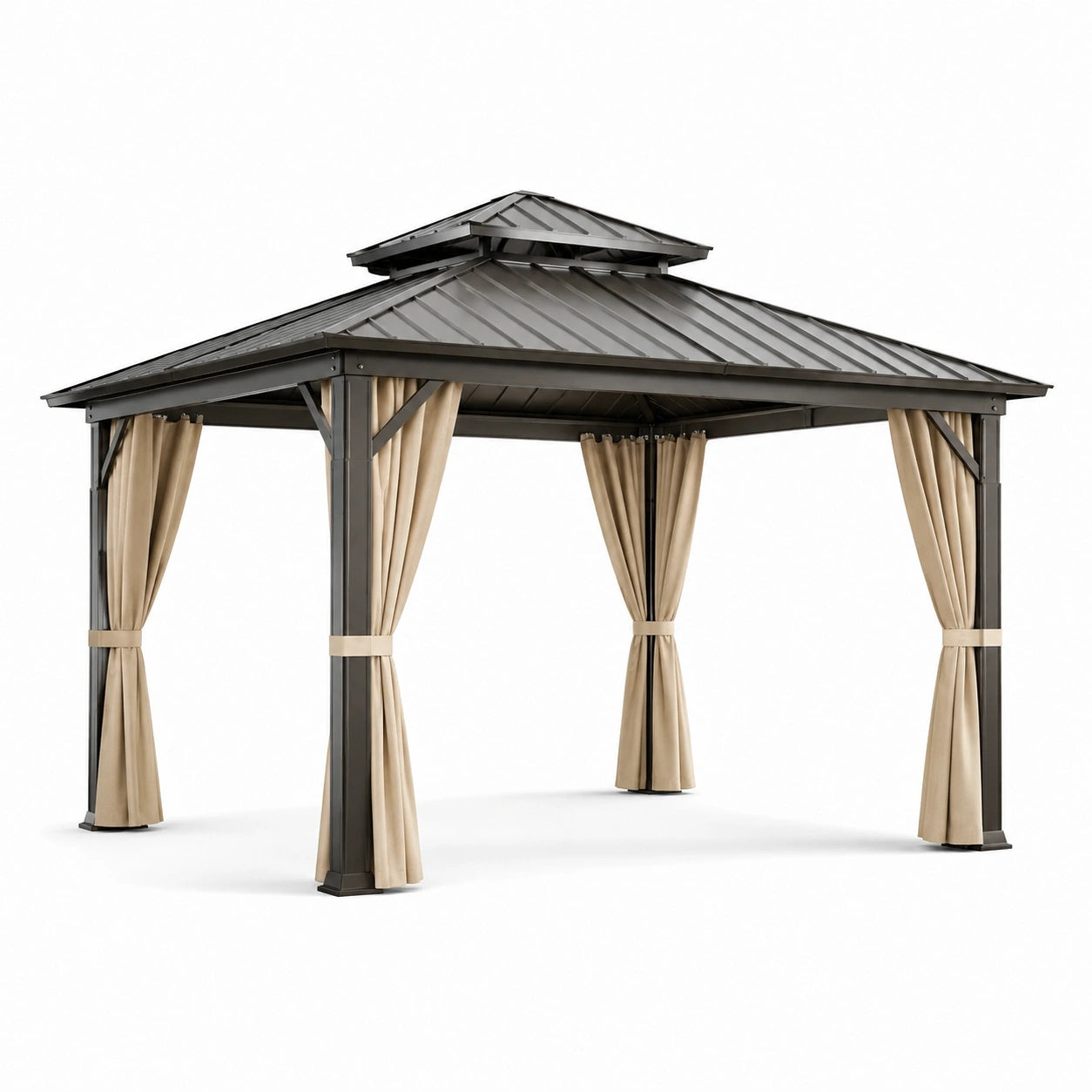 Stahlpavillon 3x3m Dunkelgrau/Beige