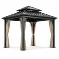Metallpavillon mit zweistufigem Dach und Polyester-Vorhängen 300x300x270 cm