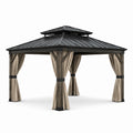 Gartenpavillon mit Aluminiumdach und Stahlrahmen Braun/Schwarz 400 cm x 300 cm