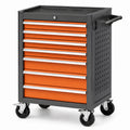 Stahl Werkzeugwagen mit 7 Schubladen, Orange/Schwarz