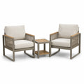 3-teiliges Bistroset mit Aluminiumrahmen und Polyesternbezug in Beige