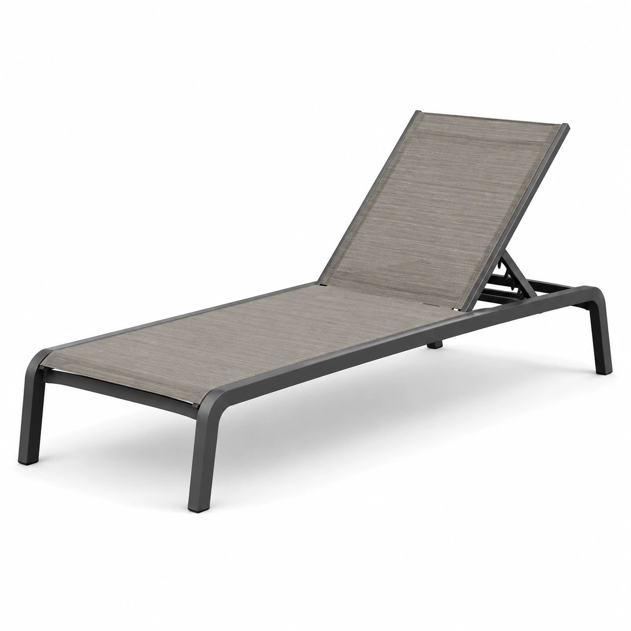 Verstellbare Gartenliege mit Aluminiumrahmen und Textilene Stoff Grau 200x65x35cm