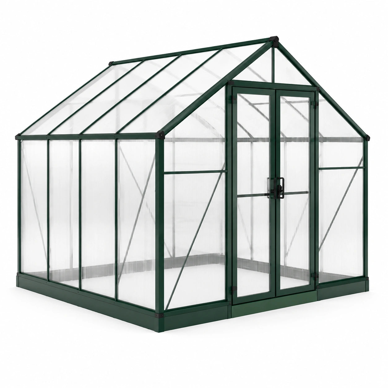 Aluminium-Gewächshaus mit Polycarbonatplatten Grün 250x190x195cm
