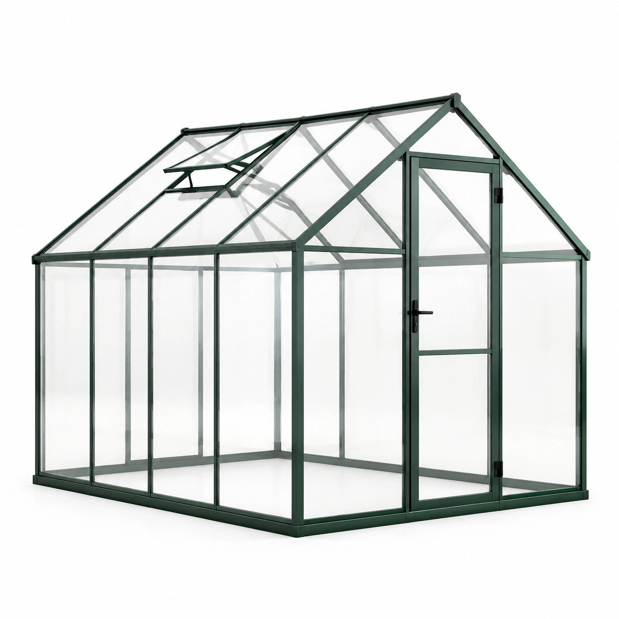 Gartengewächshaus aus Aluminium und Polycarbonat in Grün 190x250x195 cm