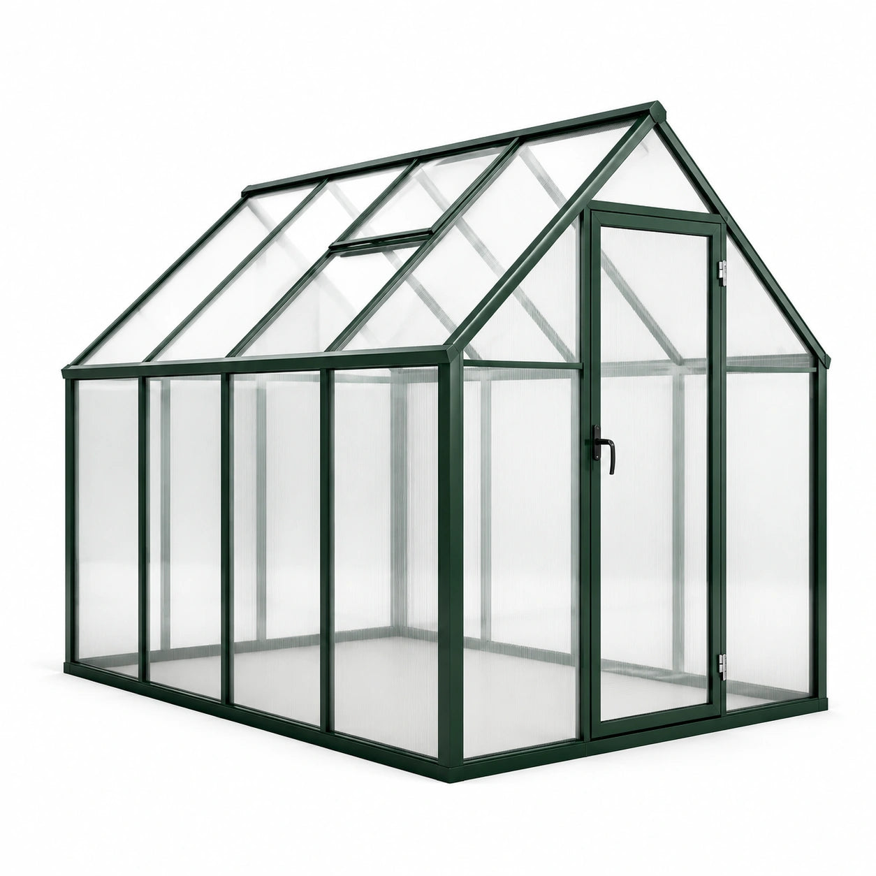 Aluminium Gewächshaus mit Polycarbonatplatten Grün 250x190x195 cm