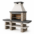 Gartenkamin aus Beton und Naturstein Grau/Beige