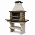Beton-Grillkamin mit Natursteinverkleidung in Grau und Braun